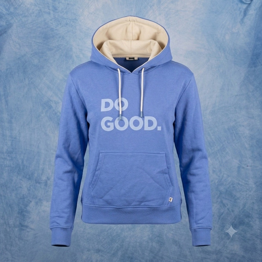 Cotopaxi Do Good Hoodie Blue Graphic Sweatshirt Womens Small Fleece Lined